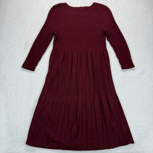 Eileen Fisher XS Wool Knit Dress Burgundy Red Long Sleeve Ribbed A Line READ - mordernwear.com Eileen Fisher XS Wool Knit Dress Burgundy Red Long Sleeve Ribbed A Line READ - mordernwear.com